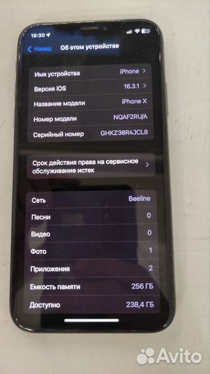 iPhone X, 256 ГБ