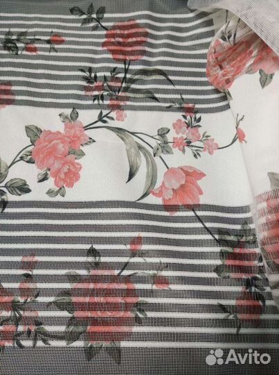 Тюль сетка с печатным рисунком и вышивкой, шторы