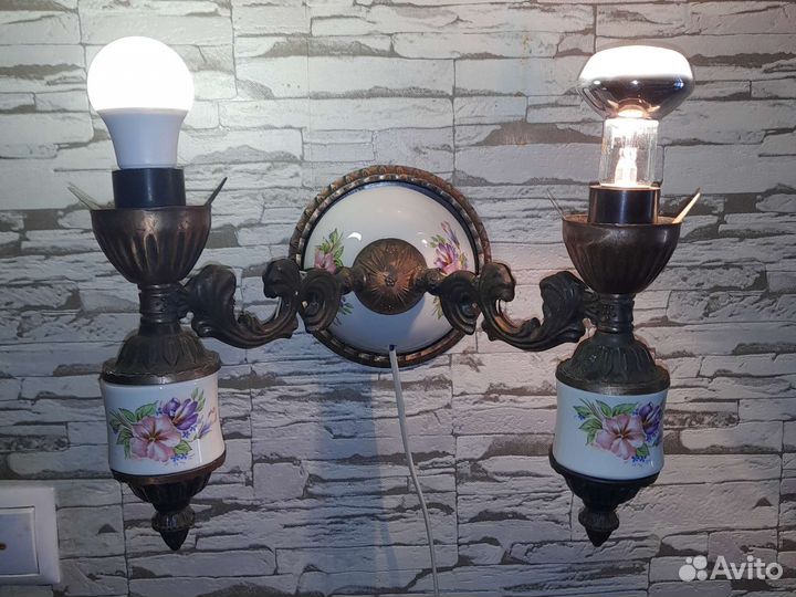 Светильник бра декоративное ссср;фарфор, латунь
