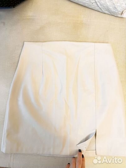 Кожаная юбка миди zara