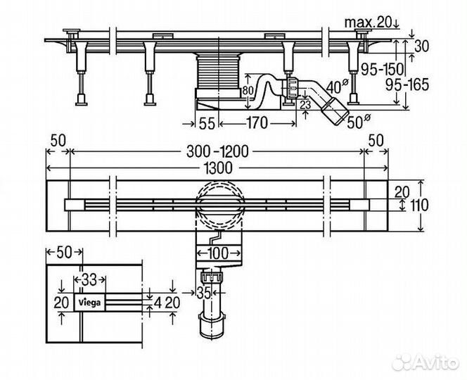 Душевой лоток Viega Advantix Vario Set 704360