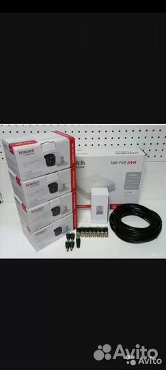 Видеонаблюдения hiwatch 4 камеры 2мп уличные