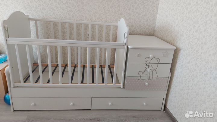 Детская кроватка трансформер с комодом