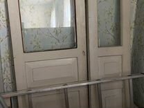 Двери деревянные со стеклом полуторка