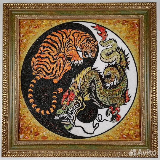 Картины из янтаря на новый год дракона 2024