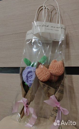 Вязанные мини-букеты