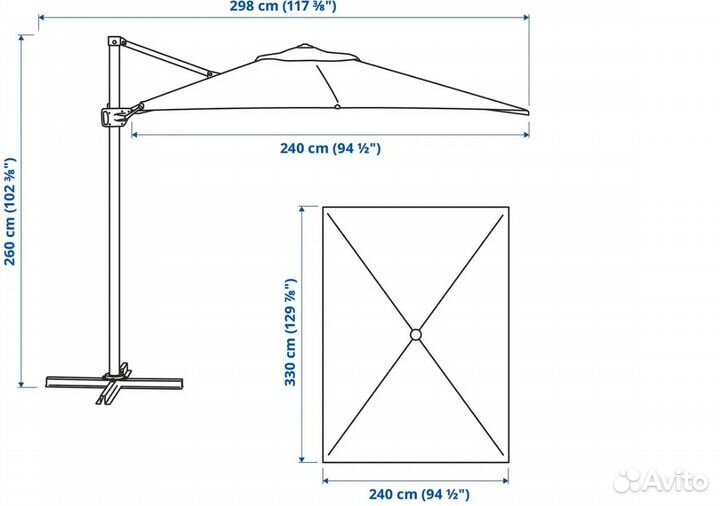 Садовый Зонт IKEA Сегларо 240x330