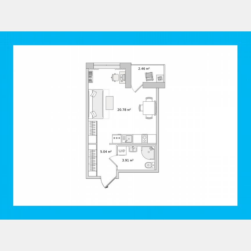 Квартира-студия, 31,8 м², 2/16 эт.