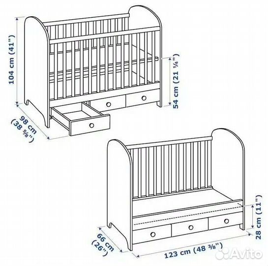 Детская кроватка Икея от 0 до 3 х лет+ матрас