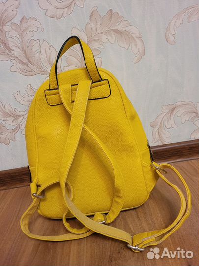 Рюкзак женский желтый натуральная кожа