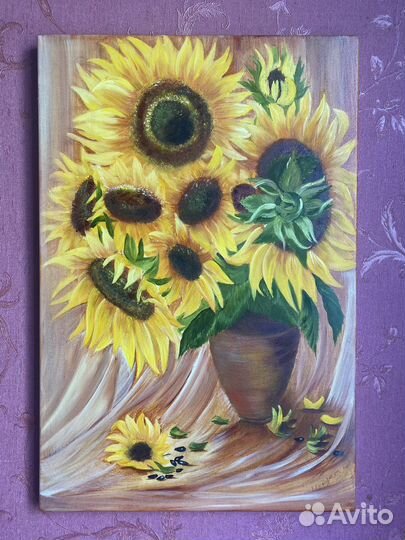 Картина маслом подсолнухи
