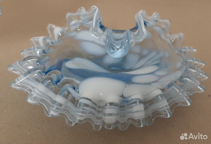 Ваза и пепельница витые СССР стекло. люкс