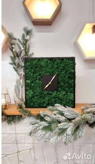 Часы со живым мхом