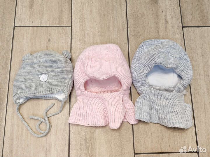 Комплект зимних шапок для новорожденных, 3 штуки