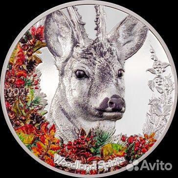 Монета Олень Духи леса серебро Монголия 2022 год
