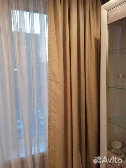 Шторы бежевые канвас 2 шт