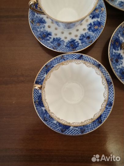 6 Чашек с блюдцеми, фарфоровые лфз