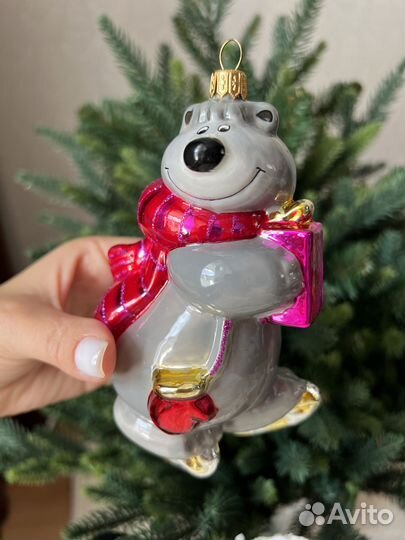 Ёлочная игрушка Миша-фигурист Польша