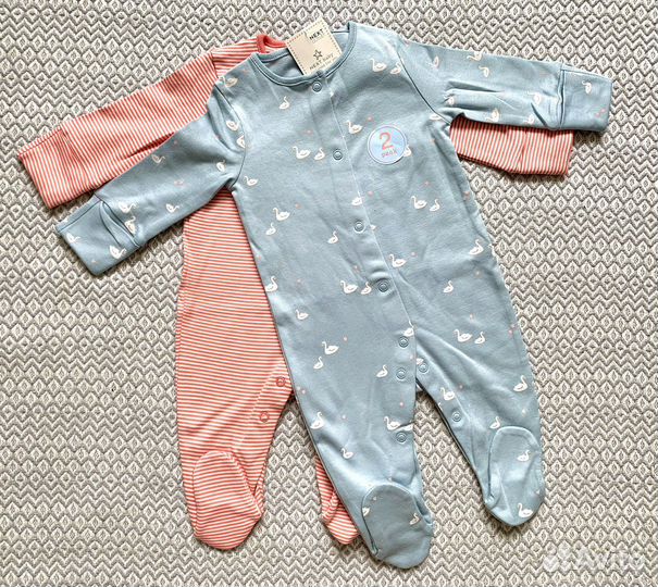 Новые слипы Next 56-62 на девочку 2шт