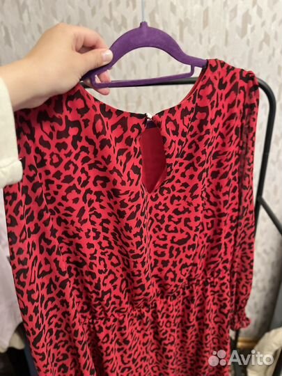 Платье красное леопардовое 44-46