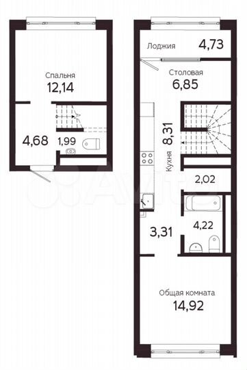 2-к. квартира, 67,2 м², 4/22 эт.