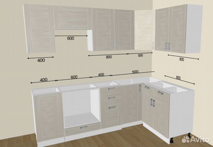 Угловая кухня с витрины 2400х1400. Есть разные