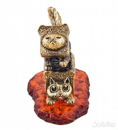Фигурка Коты Сэндвич (латунь, янтарь) A2182055