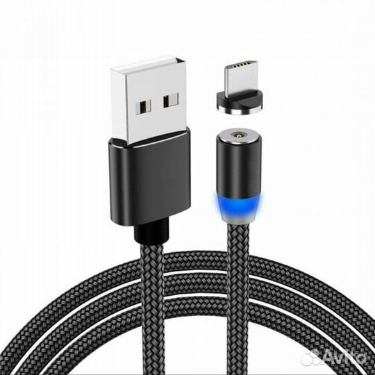 Магнитный Шнур для Зарядки Microusb (Металл) LED