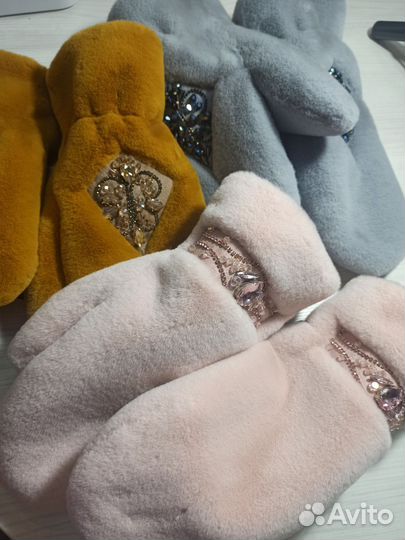 Рукавицы экомех кролик, варежки