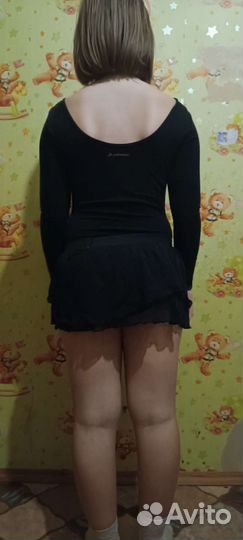 Купальник слитный с юбкой чёрный