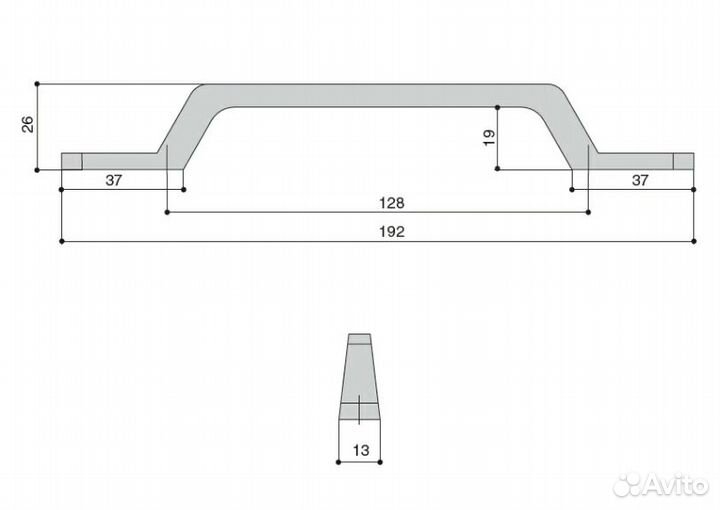 Ручки мебельные 128мм, отделка черный матовый