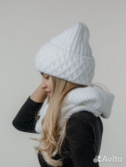 Новый Комплект шапка и снуд женский зимний