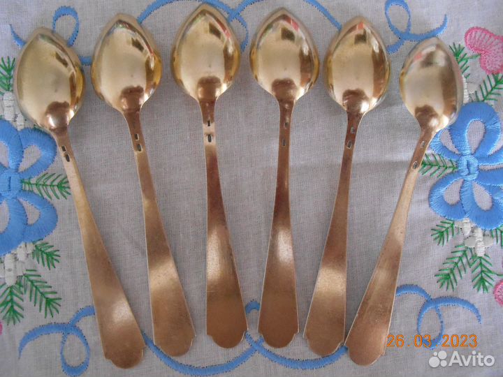 Ложки чайные серебряные с позолотой СССР