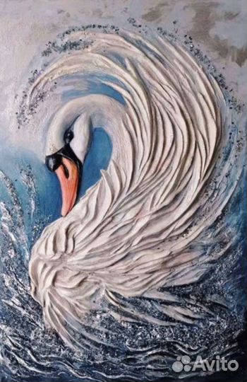 Декоративное пано Лебедь. Интерьерная картина