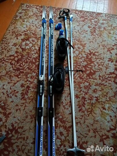 Лыжи беговые fisher,ботинки, крепление, палки