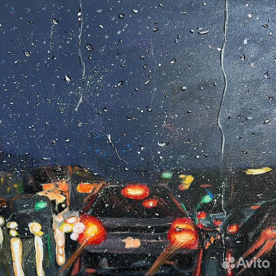 Картина Капли дождя на холсте