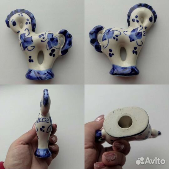 Фарфоровые статуэтки Гжель Лошадь собачка змея