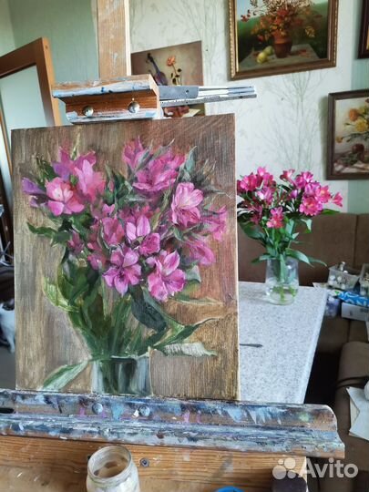 Картина маслом этюд цветы