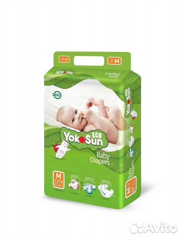 Подгузники YokoSun Eco M 5-10 кг 60 шт