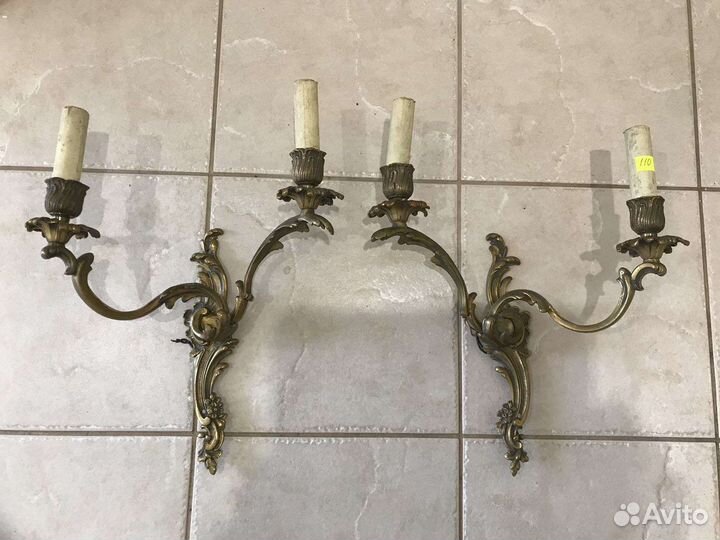 Большой выбор старинных бронзовых бра ветки рококо