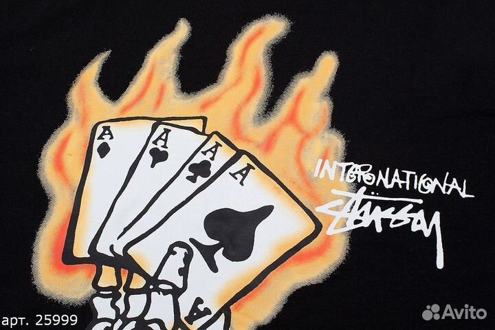 Футболка Stussy flame cards Чёрная