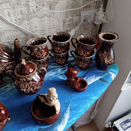 Сервиз глиняный чайно-кофейный