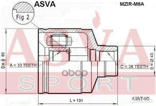 Шрус внутренний перед прав mzirm6A asva