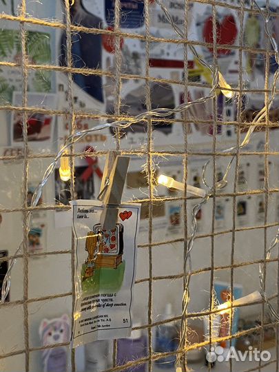 Хэндмейд доска для записок/фотографий с гирляндой