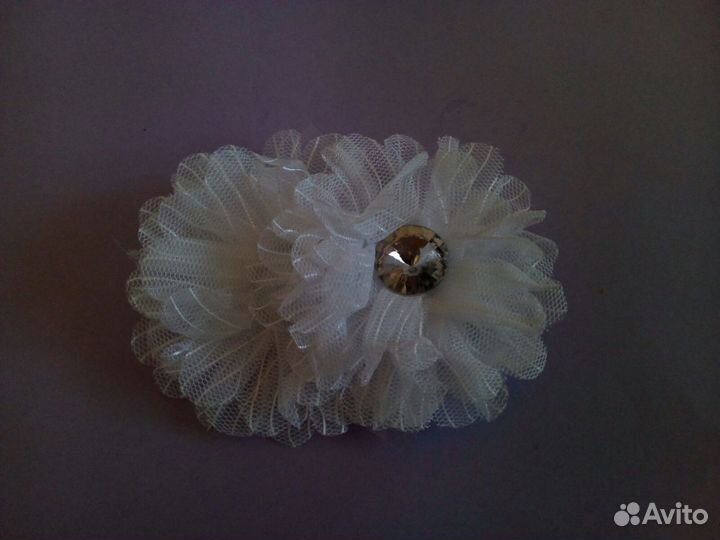 Украшения для волос: банты белые пара