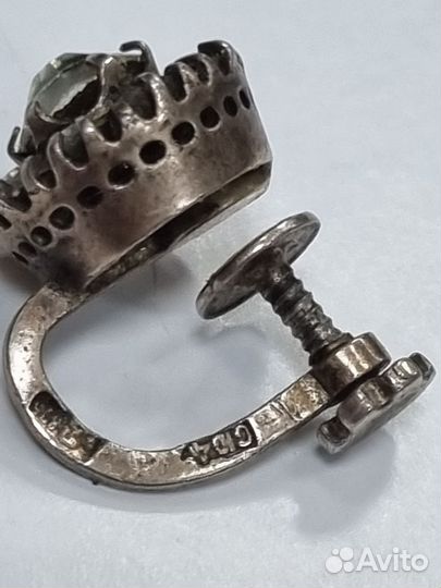 Клипса серебро 875 проба СССР молотобоец