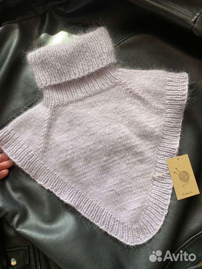 Манишка спицами из пуха норки новая ручной работы