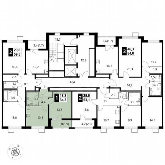 1-к. квартира, 34,3 м², 18/22 эт.