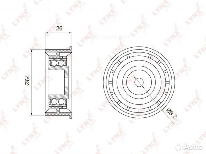 Lynxauto PB-3022 Ролик обводной ремня грм