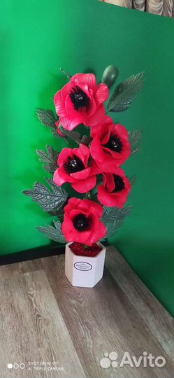 Интерьерный цветок мака с подсветкой гирлянда